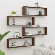 vidaXL 4 db barna tölgyszínű szerelt fa fali kockapolc 100x15x30 cm bútor