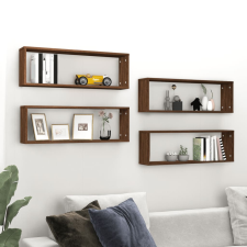 vidaXL 4 db barna tölgyszínű szerelt fa fali kockapolc 80x15x26,5 cm bútor