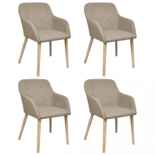 vidaXL 4 db bézs szövet és tömör tölgyfa étkezőszék bútor
