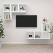 vidaXL 4 db fehér forgácslap falra szerelhető TV-szekrény bútor