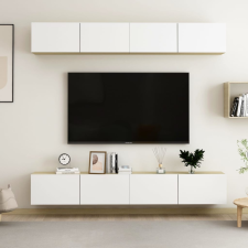 vidaXL 4 db fehér-sonoma színű forgácslap TV-szekrény 100 x 30 x 30 cm bútor