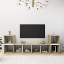 vidaXL 4 db fehér-sonoma színű forgácslap TV-szekrény 72x35x36,5 cm bútor