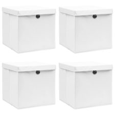 vidaXL 4 db fehér szövet tárolódoboz fedéllel 32 x 32 x 32 cm bútor