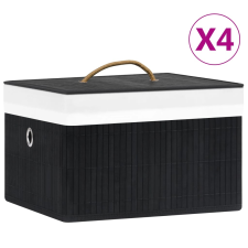 vidaXL 4 db fekete bambusz tárolódoboz bútor