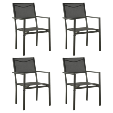 vidaXL 4 db fekete és antracitszürke textilén és acél kerti szék kerti bútor