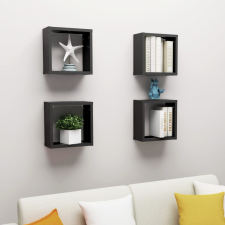 vidaXL 4 db fekete fali kockapolc 30 x 15 x 30 cm bútor