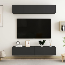 vidaXL 4 db fekete forgácslap TV-szekrény 80 x 30 x 30 cm bútor