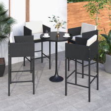 vidaXL 4 db fekete polyrattan bárszék párnával bútor