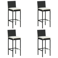 vidaXL 4 db fekete polyrattan kerti bárszék párnával kerti bútor