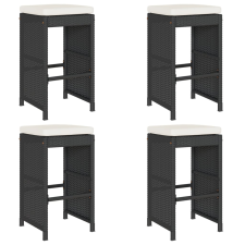 vidaXL 4 db fekete polyrattan kerti bárszék párnával (368689) kerti bútor