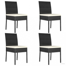 vidaXL 4 db fekete polyrattan kerti étkezőszék kerti bútor