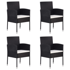 vidaXL 4 db fekete polyrattan kerti szék krémfehér párnákkal kerti bútor
