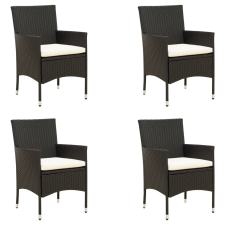 vidaXL 4 db fekete polyrattan kerti szék párnával kerti bútor