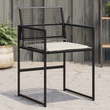 vidaXL 4 db fekete polyrattan kerti szék párnával kerti bútor