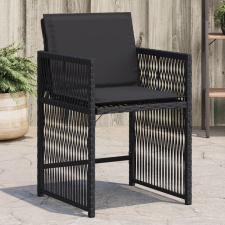 vidaXL 4 db fekete polyrattan kerti szék párnával kerti bútor