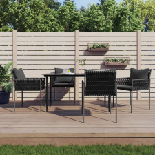 vidaXL 4 db fekete polyrattan kerti szék párnával 54x61x83 cm kerti bútor