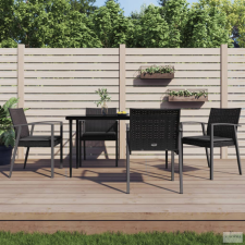 vidaXL 4 db fekete polyrattan kerti szék párnával 56,5x57x83 cm (3187079) kerti bútor
