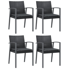 vidaXL 4 db fekete polyrattan kerti szék párnával 56,5x57x83 cm (3187079) kerti bútor