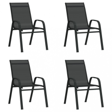 vidaXL 4 db fekete textilén rakásolható kerti szék kerti bútor