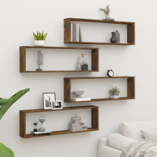 vidaXL 4 db füstös tölgyszínű szerelt fa fali kockapolc 100x15x30 cm bútor