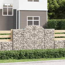 vidaXL 4 db íves horganyzott vas gabion kosár 200x30x120/140 cm kerti tárolás