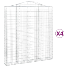 vidaXL 4 db íves horganyzott vas gabion kosár 200x30x220/240 cm (3145558) kerti tárolás