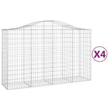 vidaXL 4 db íves horganyzott vas gabion kosár 200x50x120/140 cm (3145663) kerti tárolás