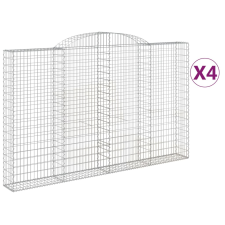 vidaXL 4 db íves horganyzott vas gabion kosár 300x30x180/200 cm (3146595) kerti tárolás