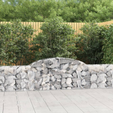 vidaXL 4 db íves horganyzott vas gabion kosár 300x30x60/80 cm kerti tárolás
