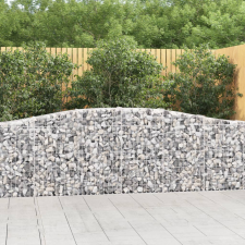 vidaXL 4 db íves horganyzott vas gabion kosár 400x30x80/100 cm kerti dekoráció