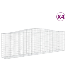 vidaXL 4 db íves horganyzott vas gabion kosár 400x50x120/140 cm (3145971) kerti tárolás