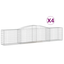 vidaXL 4 db íves horganyzott vas gabion kosár 400x50x80/100 cm (3146985) kerti tárolás