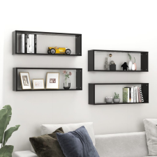 vidaXL 4 db magasfényű fekete forgácslap fali kockapolc 80x15x26,5 cm bútor
