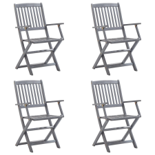 vidaXL 4 db összecsukható tömör akácfa kültéri szék párnával (3064534) kerti bútor