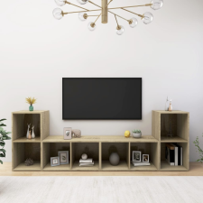 vidaXL 4 db sonoma-tölgyszínű forgácslap TV-szekrény 72 x 35 x 36,5 cm bútor