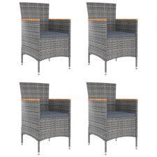 vidaXL 4 db szürke kerti polyrattan étkezőszék kerti bútor