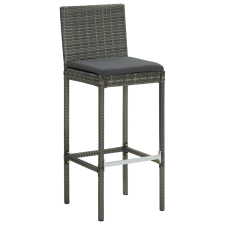 vidaXL 4 db szürke polyrattan kerti bárszék párnával (316671) kerti bútor