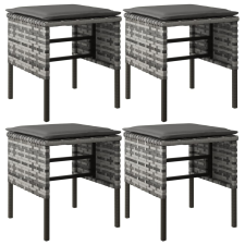 vidaXL 4 db szürke polyrattan kerti lábzsámoly párnákkal (362341) kerti bútor