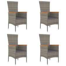 vidaXL 4 db szürke polyrattan kerti szék párnával (319528) kerti bútor