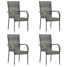 vidaXL 4 db szürke rakásolható polyrattan kültéri szék (310085) kerti bútor