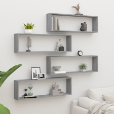 vidaXL 4 db szürke sonoma színű szerelt fa fali kockapolc 100x15x30 cm bútor