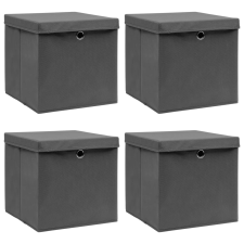 vidaXL 4 db szürke szövet tárolódoboz fedéllel 32 x 32 x 32 cm bútor