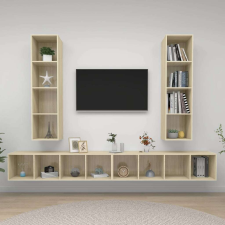 vidaXL 4 db tölgyszínű forgácslap falra szerelhető TV-szekrény bútor