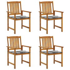 vidaXL 4 db tömör akácfa rendezői szék párnával kerti bútor