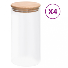 vidaXL 4 db üvegedény bambuszfedéllel 1200 ml papírárú, csomagoló és tárolóeszköz