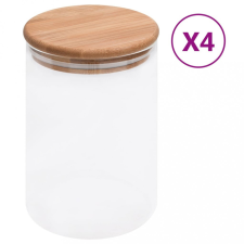 vidaXL 4 db üvegedény bambuszfedéllel 800 ml papírárú, csomagoló és tárolóeszköz