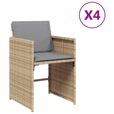 vidaXL 4 db vegyes bézs polyrattan kerti szék párnával (364989) kerti bútor
