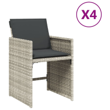 vidaXL 4 db világosszürke polyrattan kerti szék párnával (4007460) kerti bútor