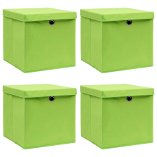 vidaXL 4 db zöld szövet tárolódoboz fedéllel 32 x 32 x 32 cm bútor