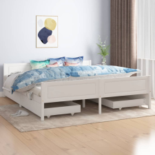 vidaXL 4-fiókos fehér tömör fenyőfa ágykeret 180 x 200 cm ágy és ágykellék